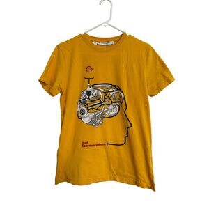 Shell Fuel T Shirt Men’s Size Small  Brain Art  Yellow
